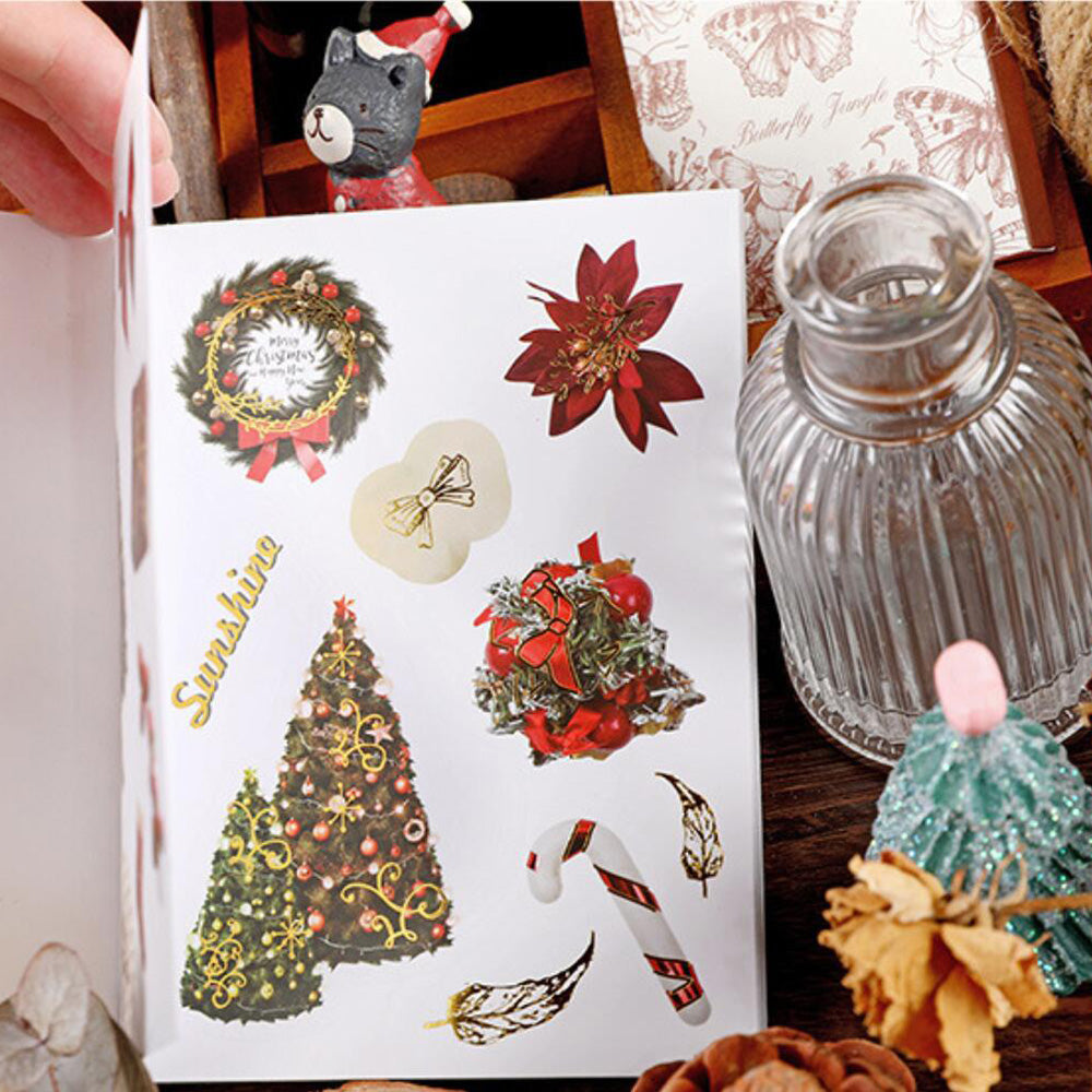 Christmas Book Stack Sticker Christmas Pre-cut Sticker Book for Scrapbooking and Card Making Gift ...
