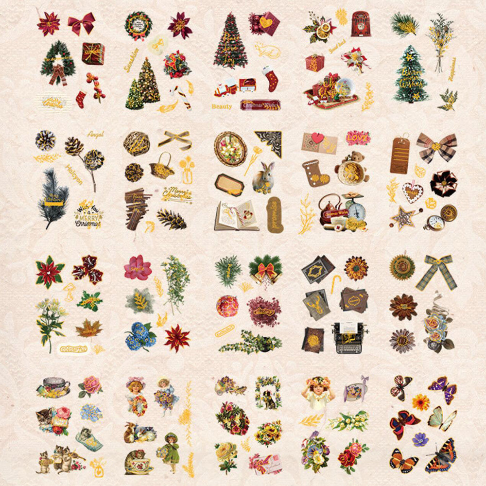 Christmas Book Stack Sticker Christmas Pre-cut Sticker Book for Scrapbooking and Card Making Gift ...