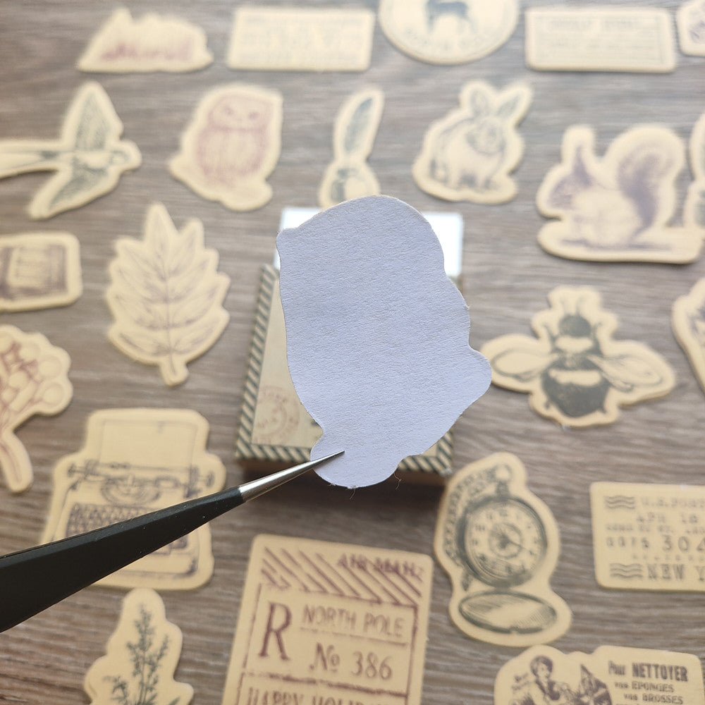 Autocollants décoratifs vintage en papier kraft de la série Tiny