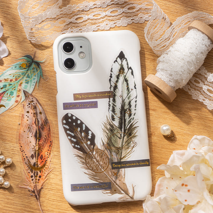 feather sticker for phone case