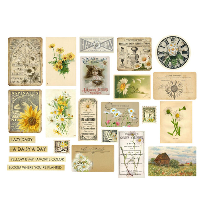 vintage daisy flower stickers for art journal
