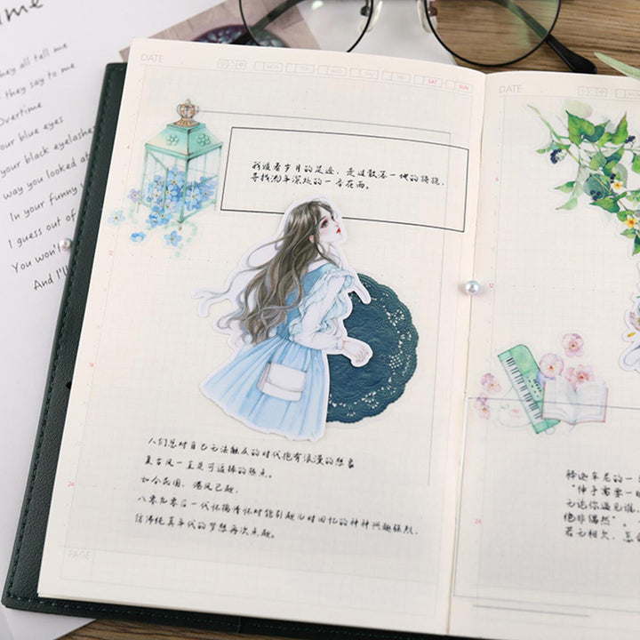 beautiful lady stickers for journals
