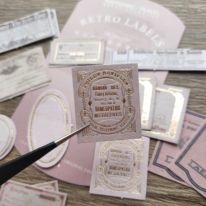 Scrapbooking Supplies Hot Foil Embossing Vintage Label Stickers