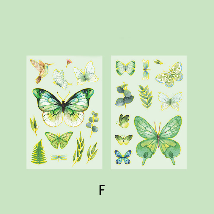 green butterfly and plant stickers