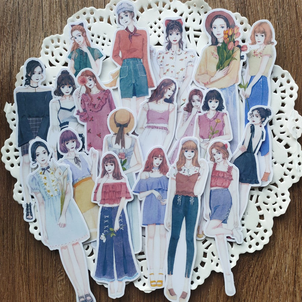 Sweet Girl Stickers 19PCS for Scrapbook, Journaling, Card, and Diary