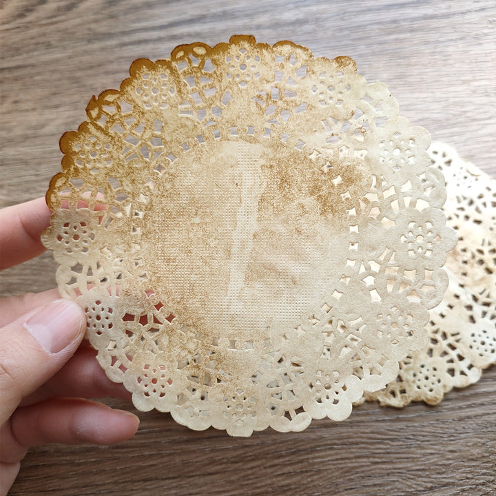 Coffee Dyed Lace Paper Doilies