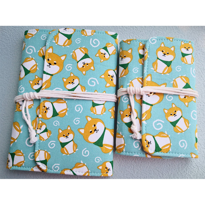 Akita dog green fabric journal