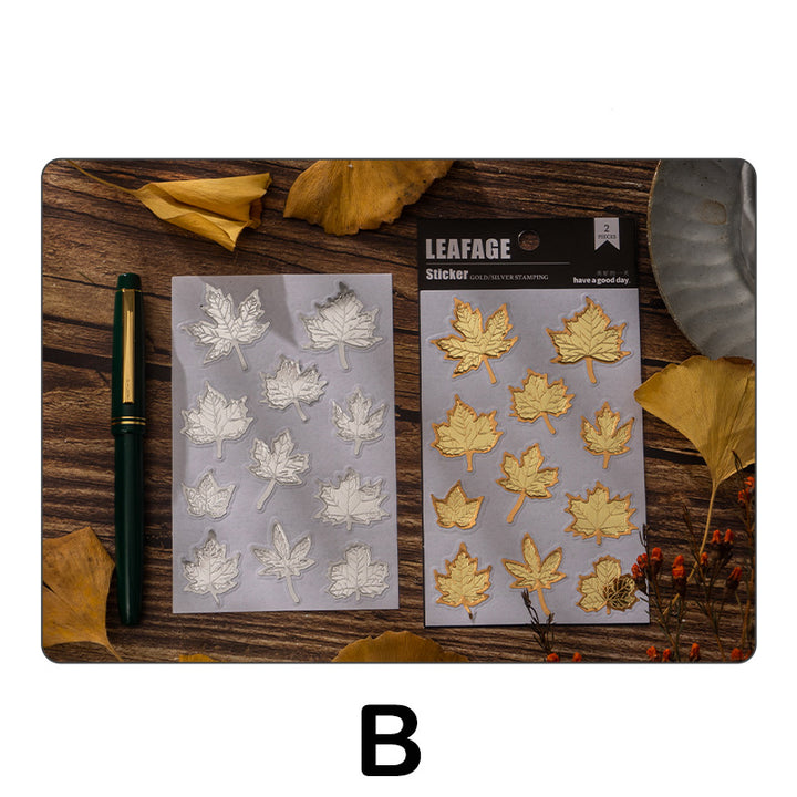 gold foil maple leaf stickers