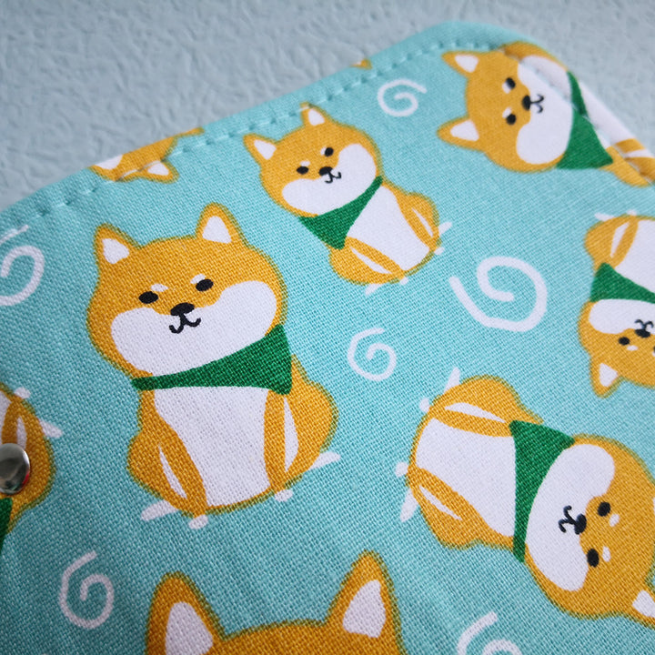 Akita dog green fabric 