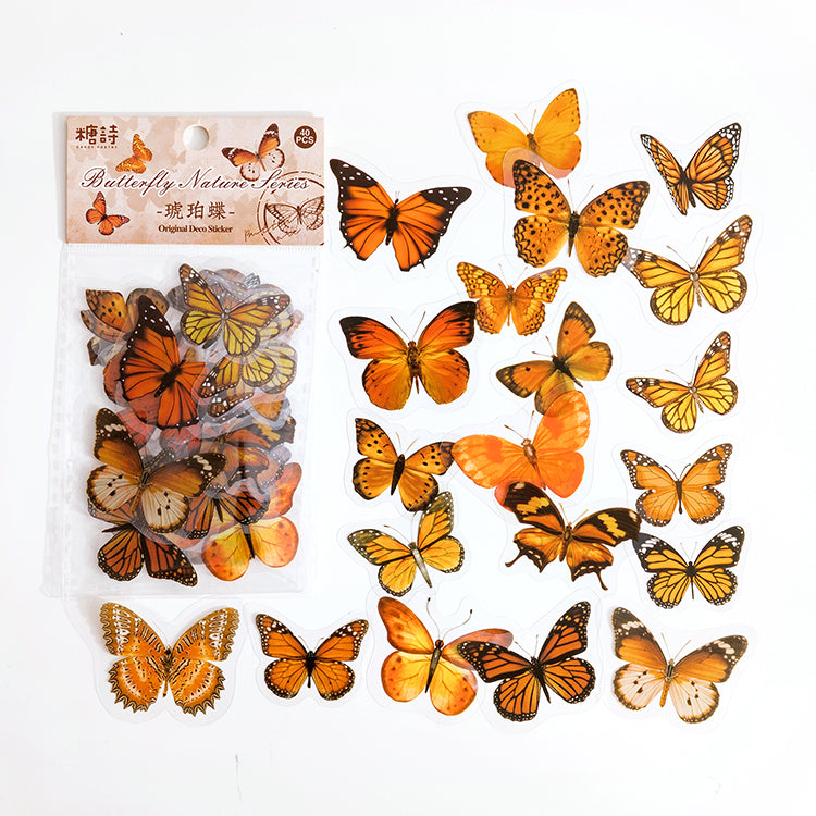 Paquete de pegatinas de mariposa floral vintage - Art Journal Deco