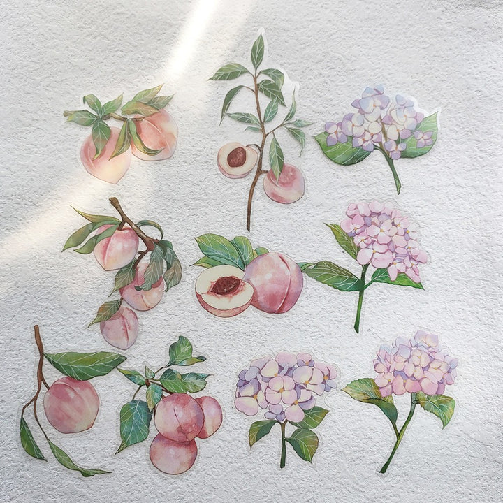 peach and pink flowers stickers.