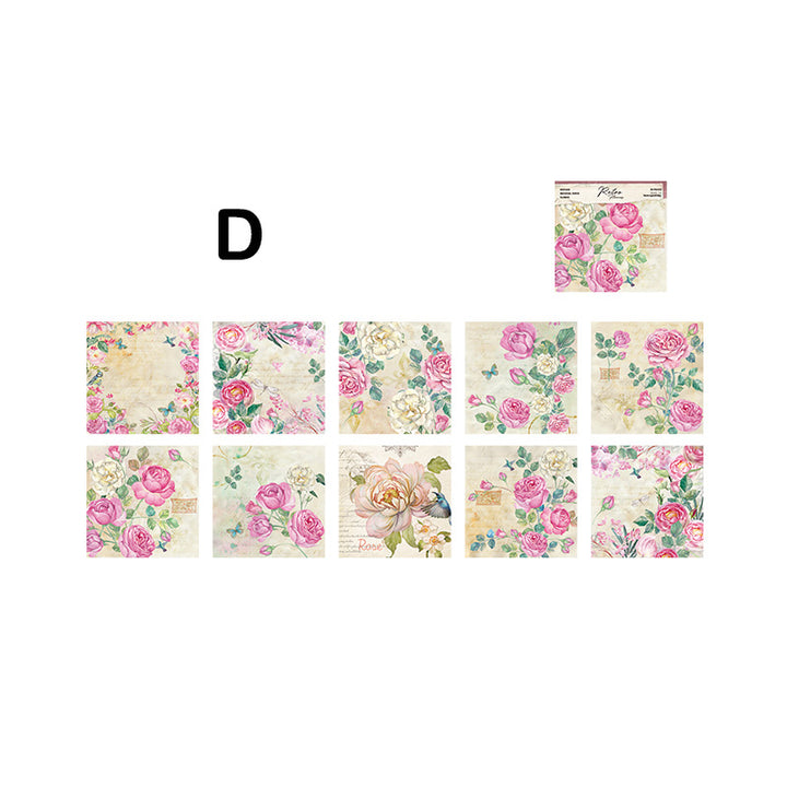 pink flower scrapbook square papers