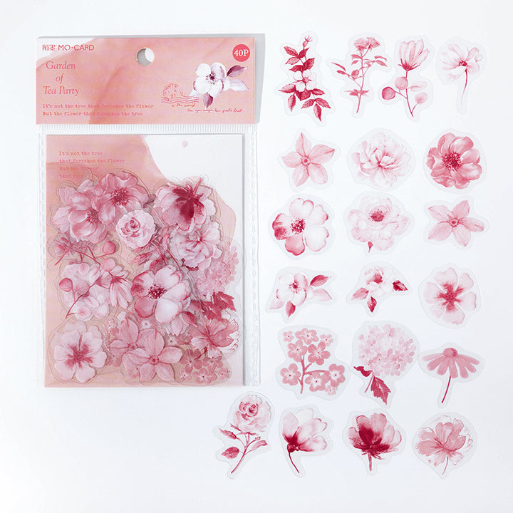 pink flower stickers for journaling