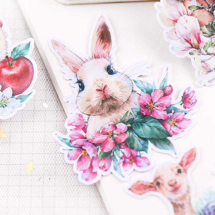 rabbit surrounded with flowers sticker