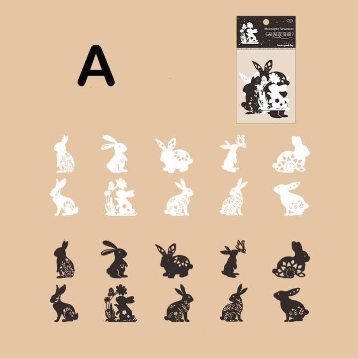 black and white rabbit die cut papers