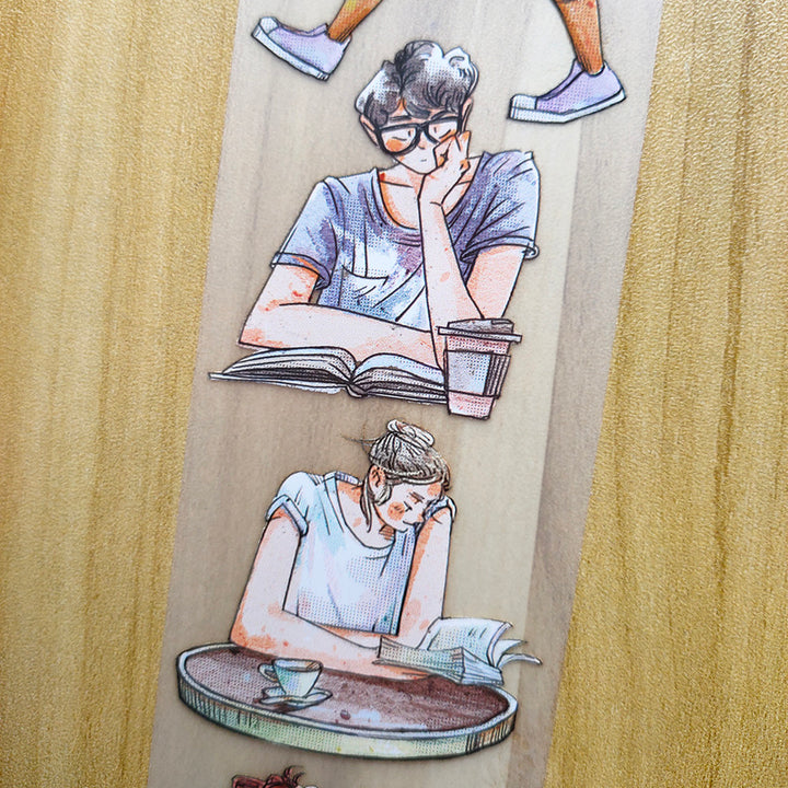 reading book with coffee cup washi tape