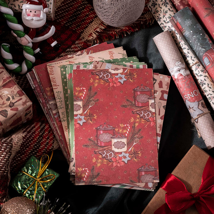 red Christmas scrapbook papers