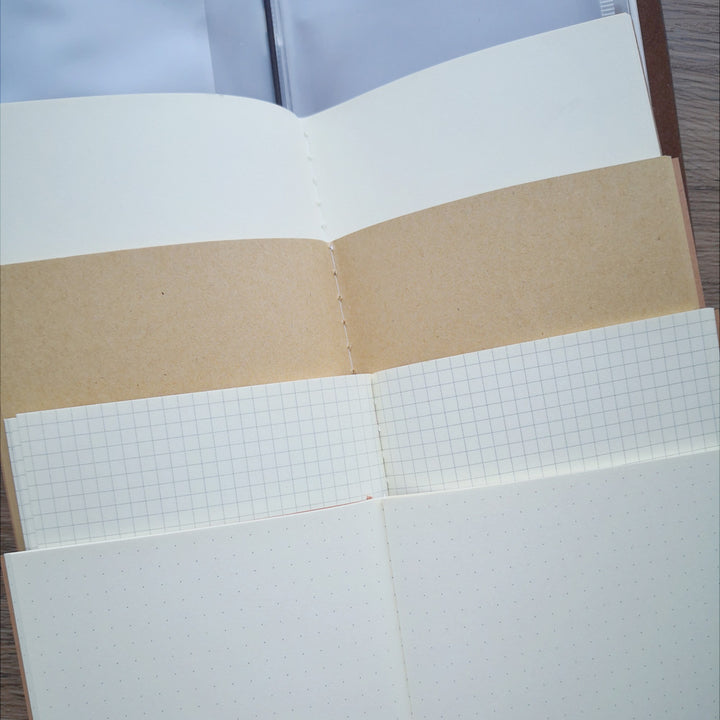 blank, kraft, grid, dot filler notebook