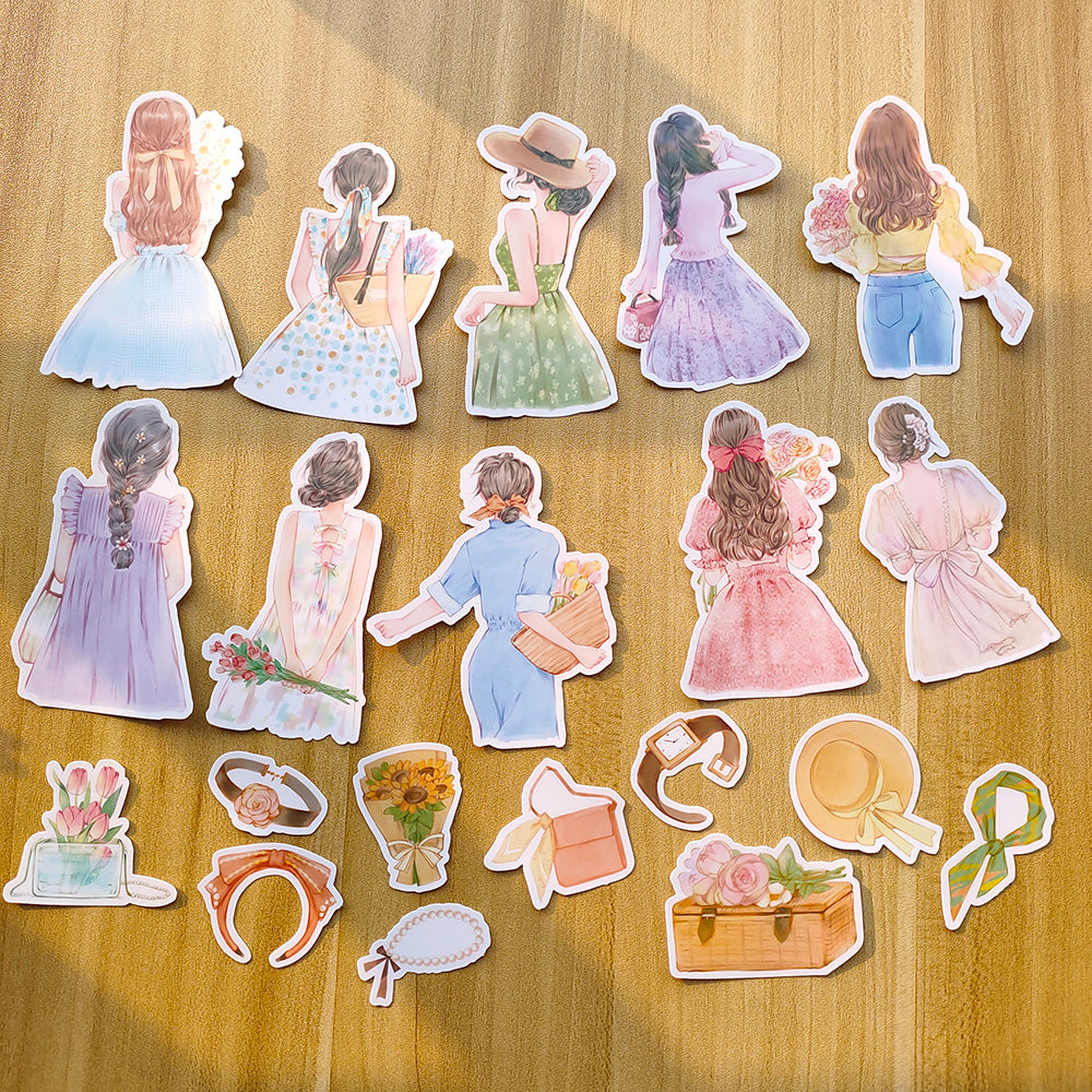 Girl Sticker Back MING Girl Back Stickers for Scrapbooking and Art Journal – ViVi Stationery