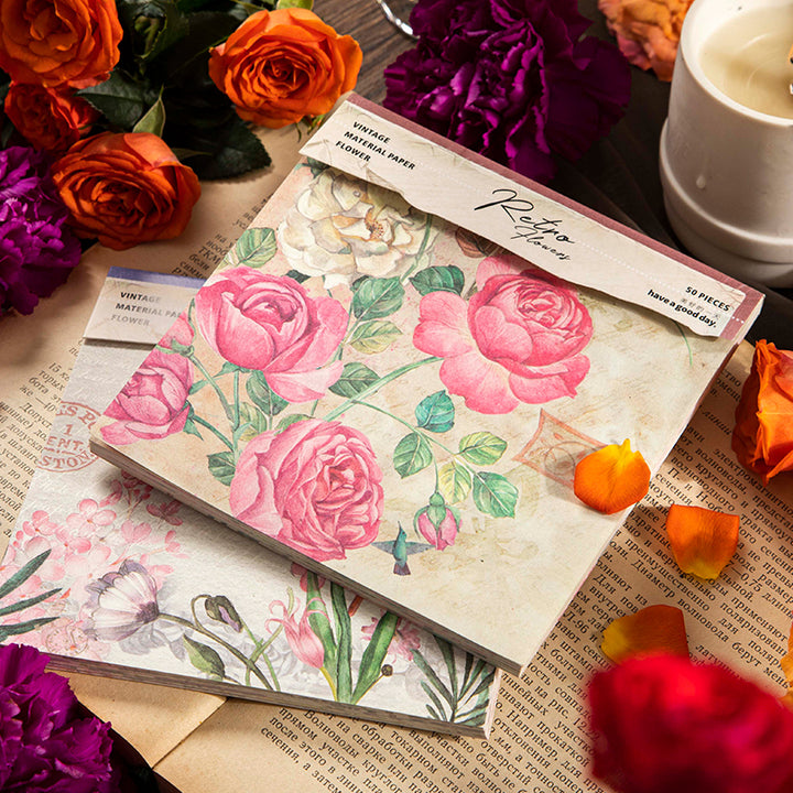 pink flower scrapbook paper pad