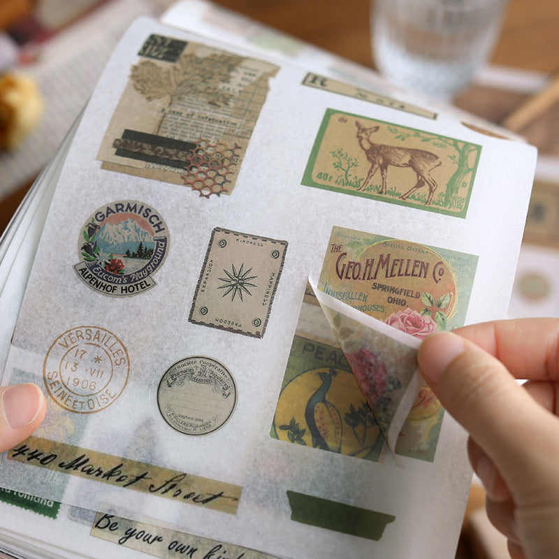 Paper Back Sticker Vintage Pre-cut Washi Sticker & Paper Book for Junk Journal ...