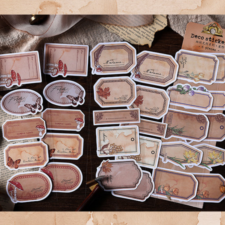 Frame Design Sticker Vintage Writable Frame Stickers for Junk Journal and Scrapbooking ...