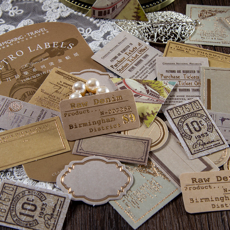 Scrapbooking Supplies Hot Foil Embossing Vintage Label Stickers 120PCS ...