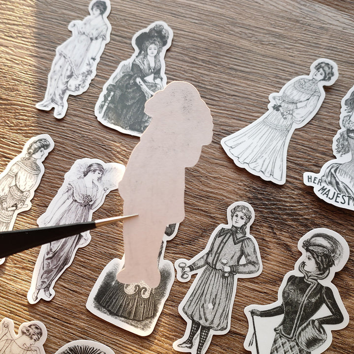 vintage style people stickers for journal