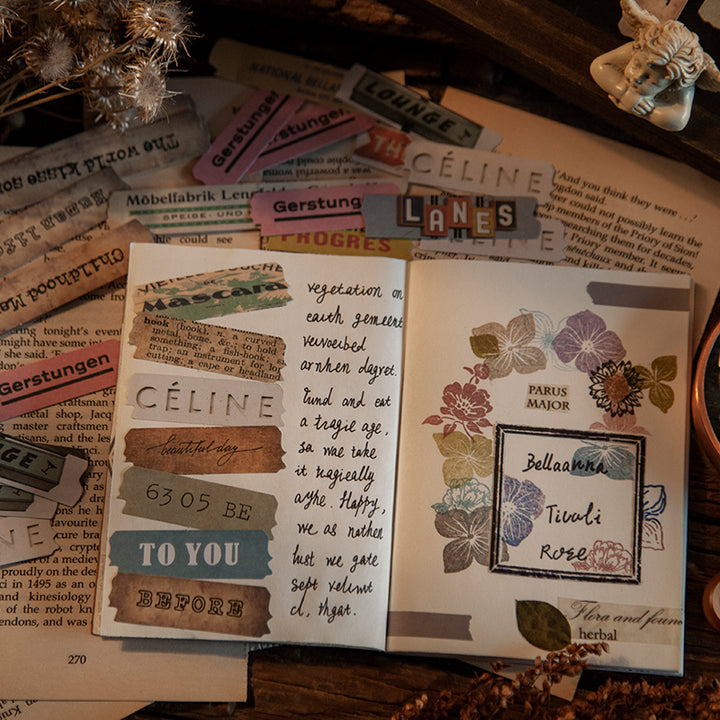 vintage word stickers for scrapbook
