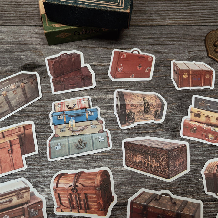 vintage suitcase stickers for journaling