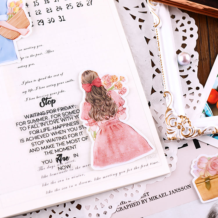 Back Sticker Support MING Girl Back Stickers for Scrapbooking and Art Journal – ViVi Stationery